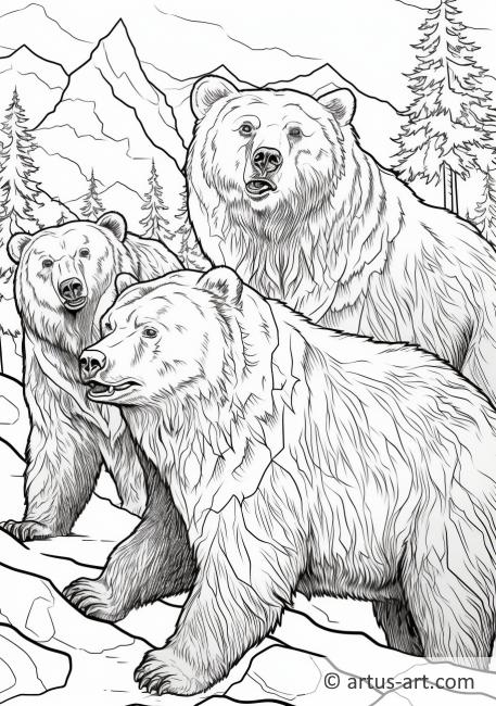 Página para colorear de osos grizzly